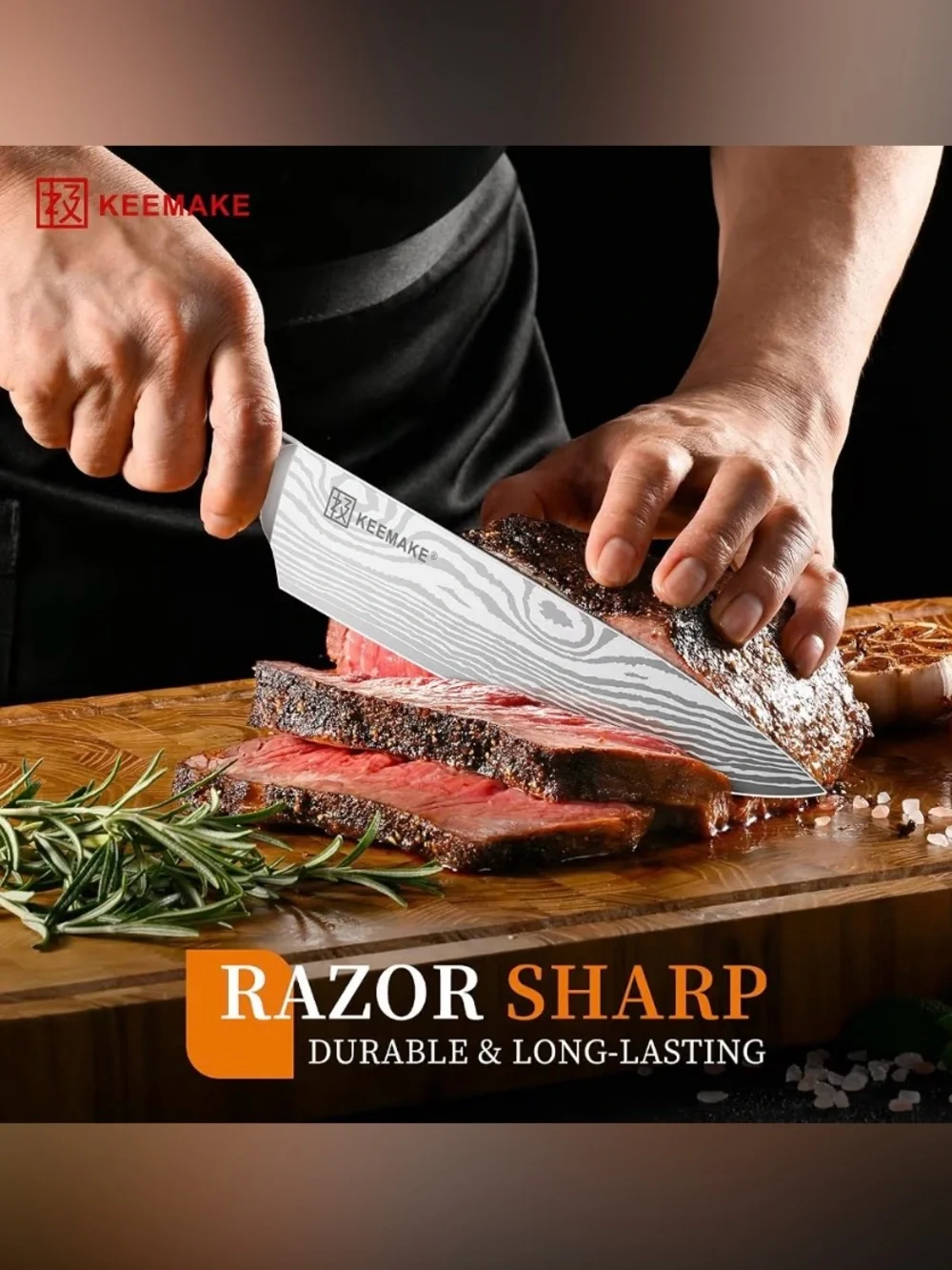 Chef Knife - 8 Inch High Carbon Stainless Steel Kitchen Knife with Ergonomic Han